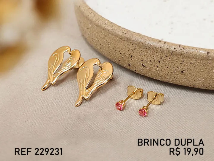 242309FOLH CONJ 2 PCS BR FIXO STRASS 6 GARRAS FU