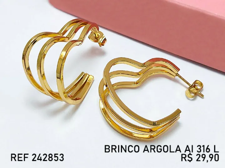 ACO INOX DOURADO BR MEIA ARGOLA CORACAO 3 F