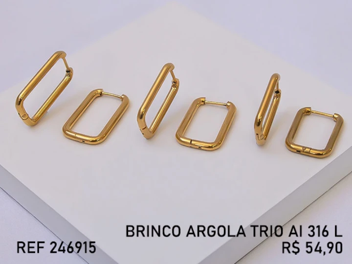 ACO INOX DOURADO BR ARG TRIO RETANGULO TRAN