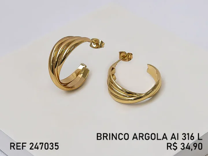 ACO INOX DOURADO BR MEIA ARG 3 FIOS LISO TRANCA