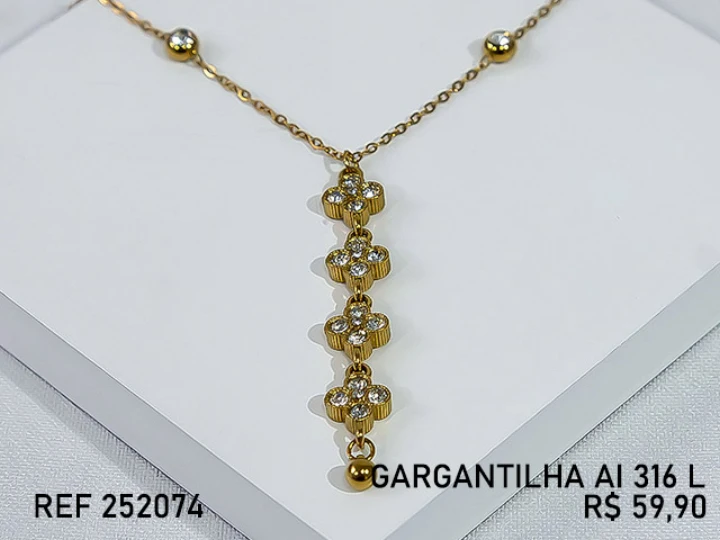 ACO INOX DOURADO GARG LV 4 BOLAS.C ZIRC 4 TREV