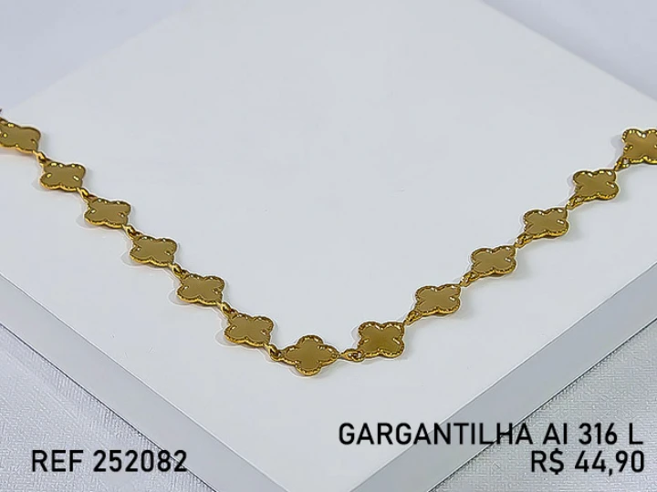 ACO INOX DOURADO GARG INTEIRA C TREVO DIAMANT